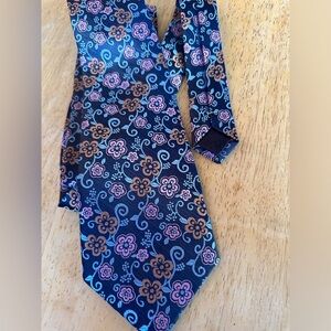 Kailong Floral Silk Blue Pink Orange Neck Tie